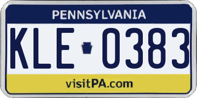 PA license plate KLE0383