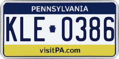 PA license plate KLE0386