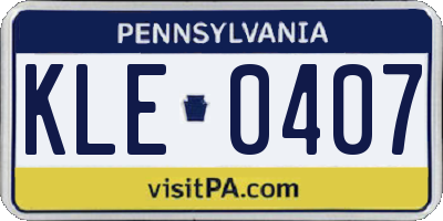 PA license plate KLE0407