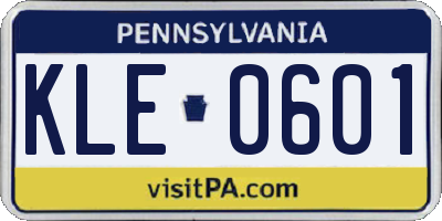 PA license plate KLE0601