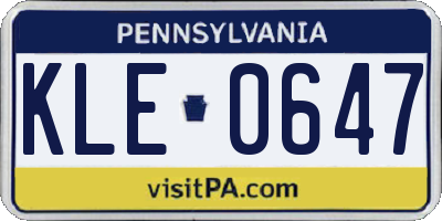 PA license plate KLE0647