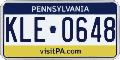PA license plate KLE0648