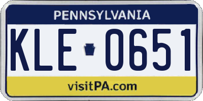 PA license plate KLE0651