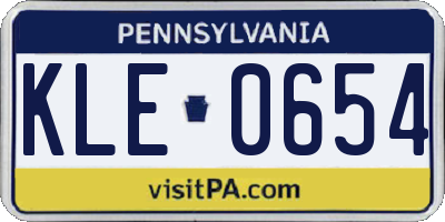 PA license plate KLE0654
