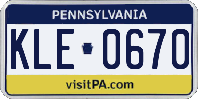 PA license plate KLE0670