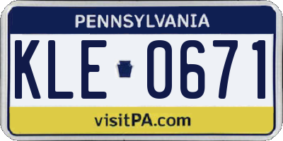 PA license plate KLE0671