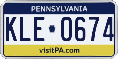 PA license plate KLE0674