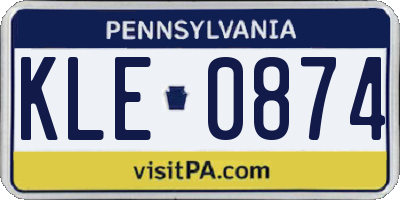 PA license plate KLE0874