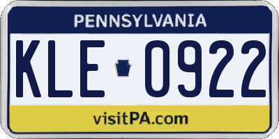 PA license plate KLE0922