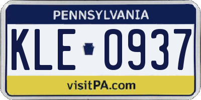 PA license plate KLE0937