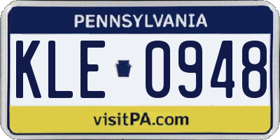 PA license plate KLE0948