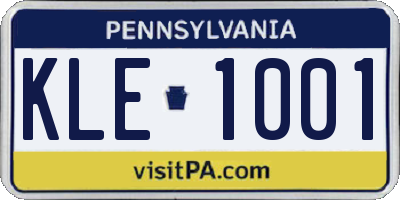 PA license plate KLE1001