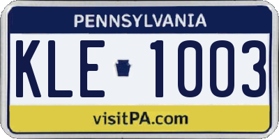 PA license plate KLE1003