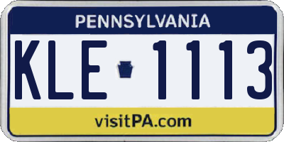 PA license plate KLE1113