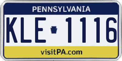 PA license plate KLE1116