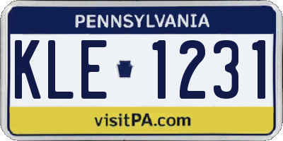 PA license plate KLE1231
