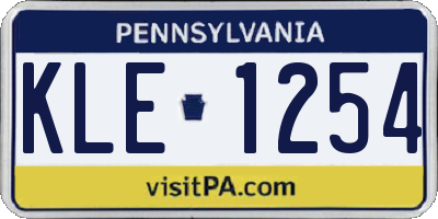 PA license plate KLE1254