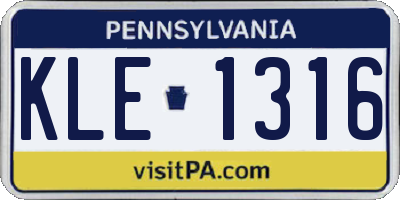 PA license plate KLE1316