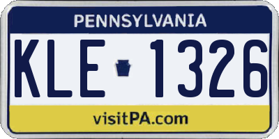 PA license plate KLE1326