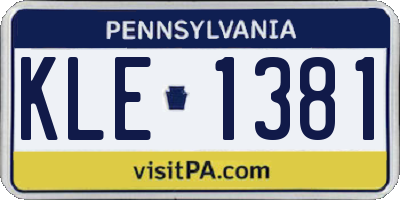 PA license plate KLE1381