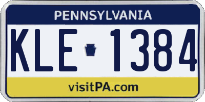 PA license plate KLE1384