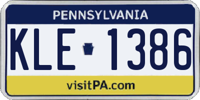 PA license plate KLE1386