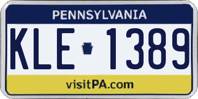 PA license plate KLE1389