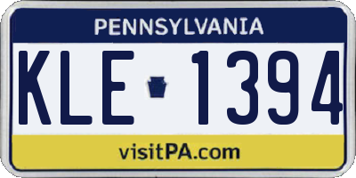 PA license plate KLE1394