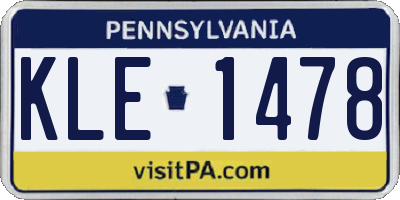 PA license plate KLE1478