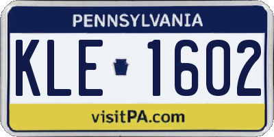 PA license plate KLE1602