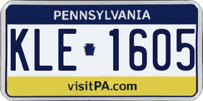PA license plate KLE1605