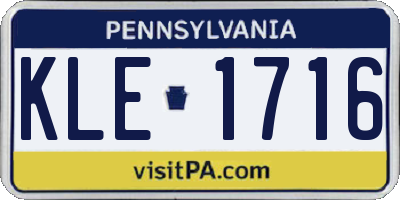 PA license plate KLE1716