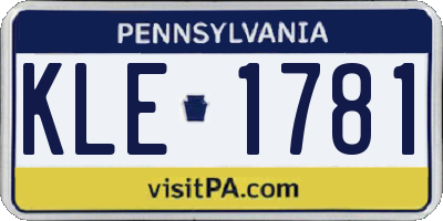 PA license plate KLE1781