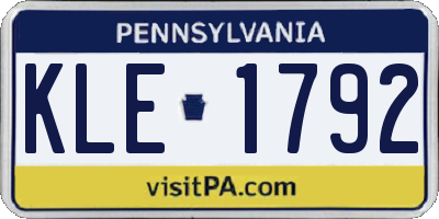 PA license plate KLE1792