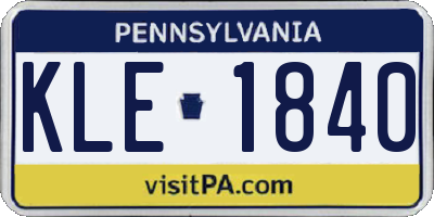 PA license plate KLE1840