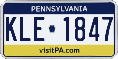 PA license plate KLE1847