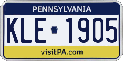 PA license plate KLE1905