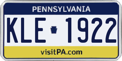 PA license plate KLE1922