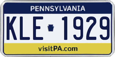 PA license plate KLE1929