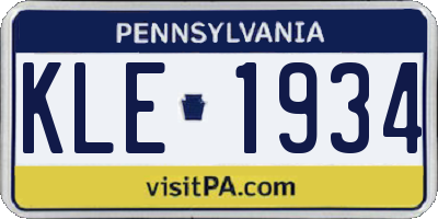 PA license plate KLE1934