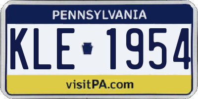 PA license plate KLE1954