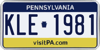 PA license plate KLE1981