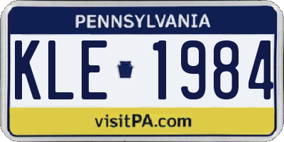 PA license plate KLE1984
