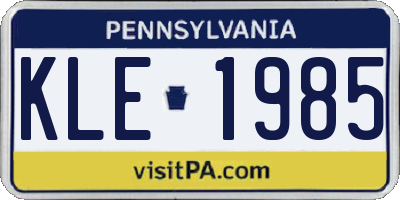 PA license plate KLE1985