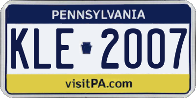 PA license plate KLE2007