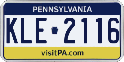 PA license plate KLE2116