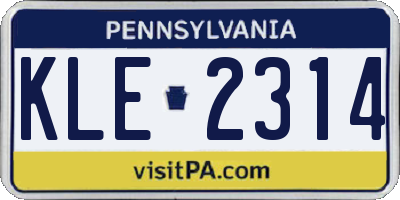 PA license plate KLE2314