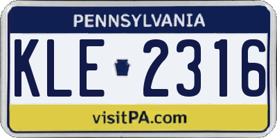 PA license plate KLE2316