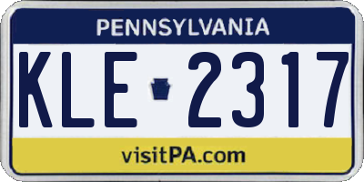 PA license plate KLE2317