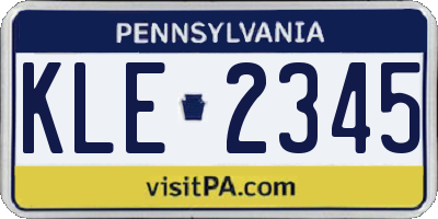 PA license plate KLE2345